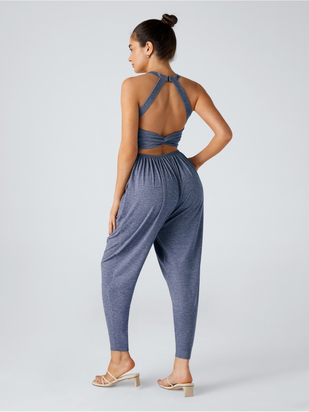Halara Easy Peezy U Neck Harem Jumpsuit Blue XS Petite NWT - Picture 2 of 6